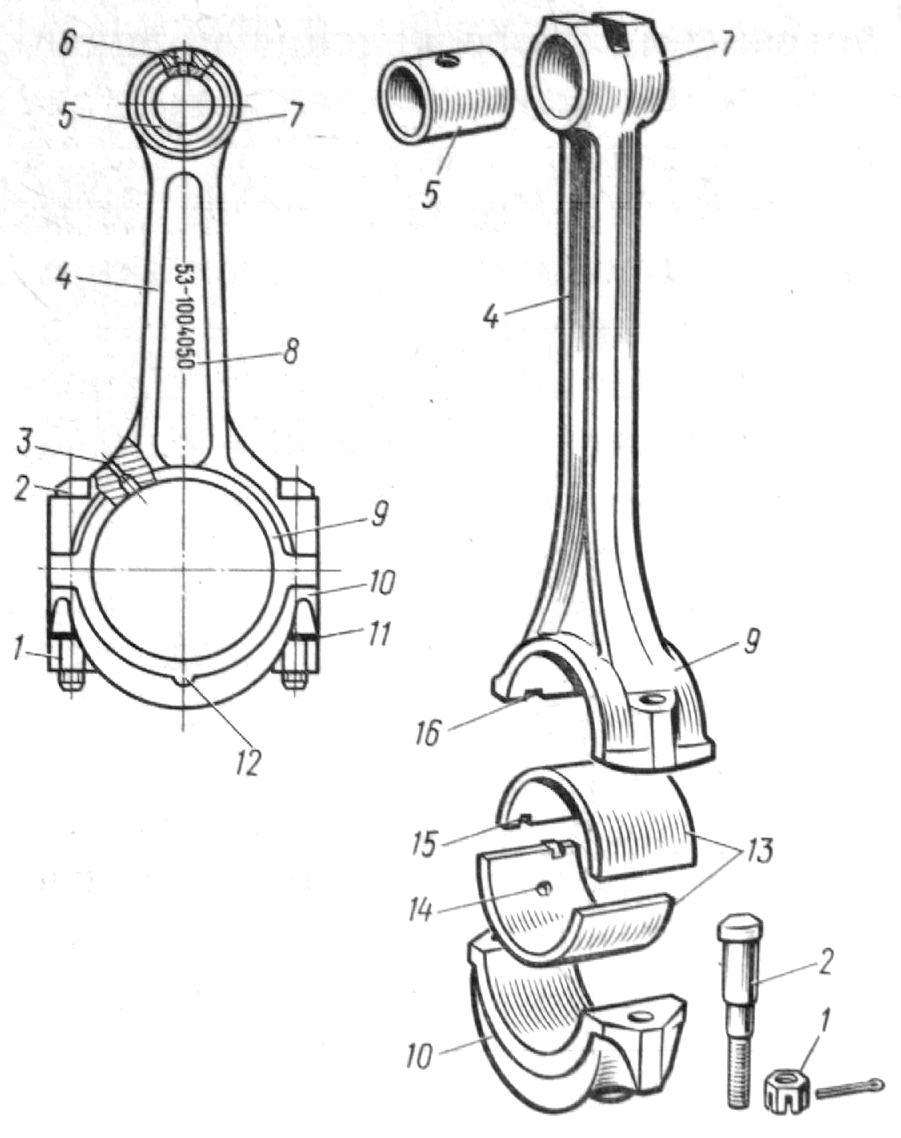 Поршень и шатун схема